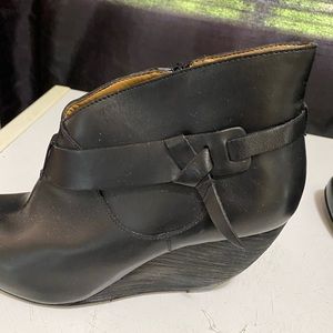 Genuine black leather ankle boots size 8